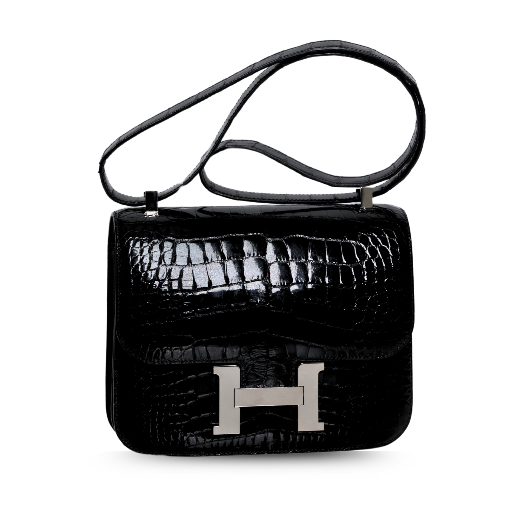 Hermes - Black Smooth American Alligator Constance III 24cm Bag (Pre-Owned)