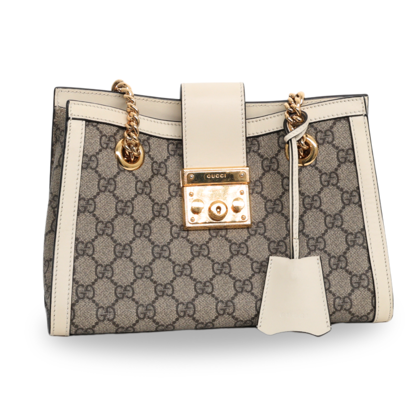 Gucci - GG Calfskin Small Padlock Tote Beige Ebony Mystic White (Pre-Owned)