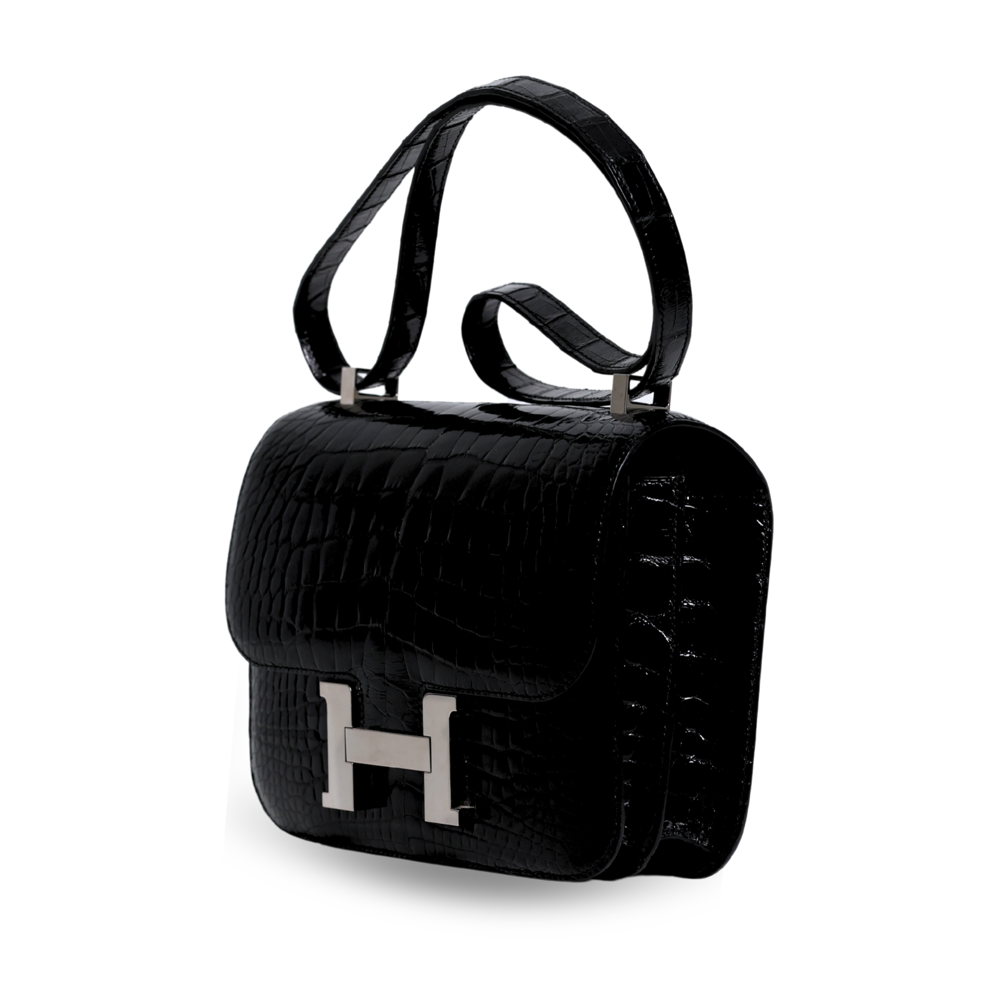 Hermes - Black Smooth American Alligator Constance III 24cm Bag (Pre-Owned)