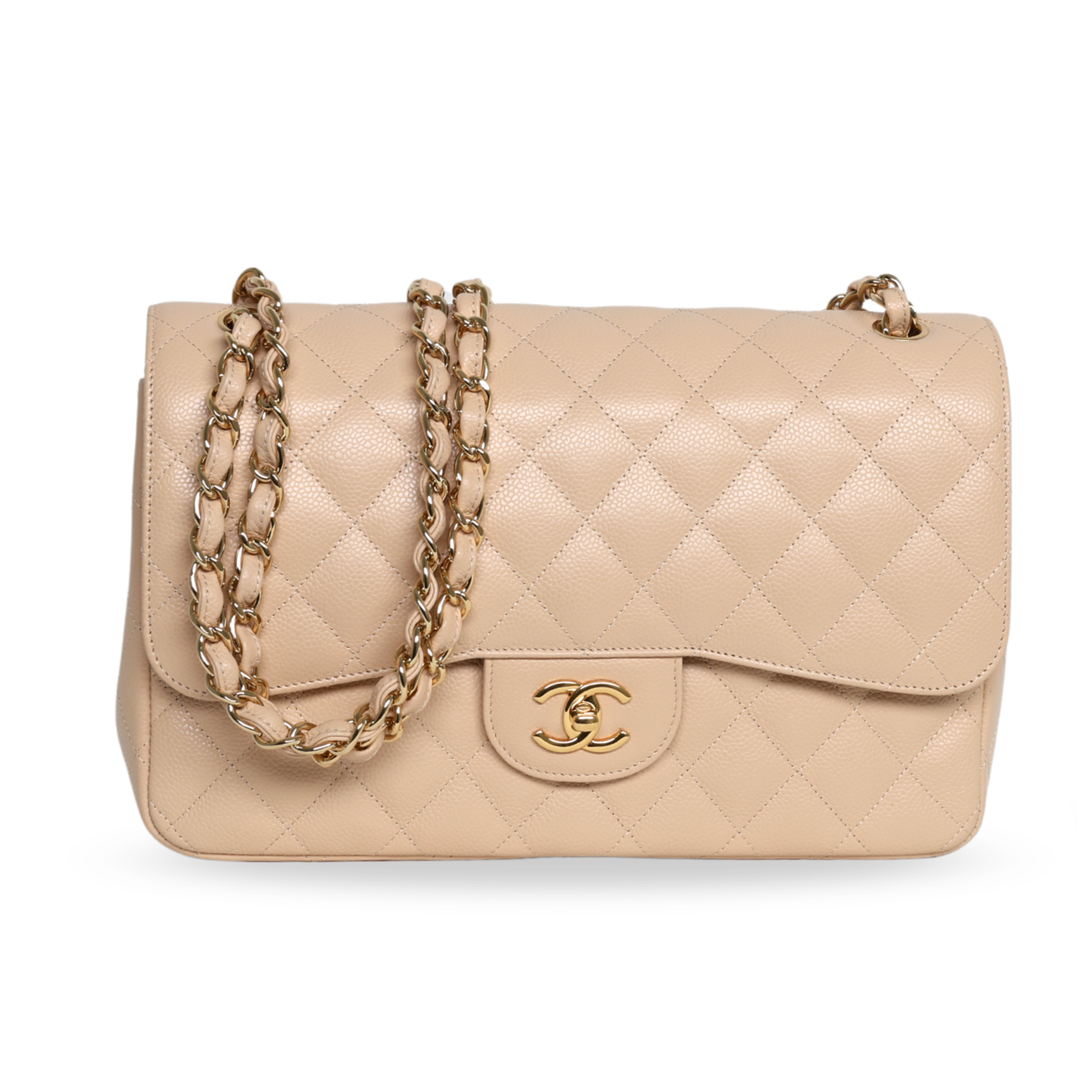 Chanel - Caviar Quilted Jumbo Double Flap Beige Clair (Pre-Owned)