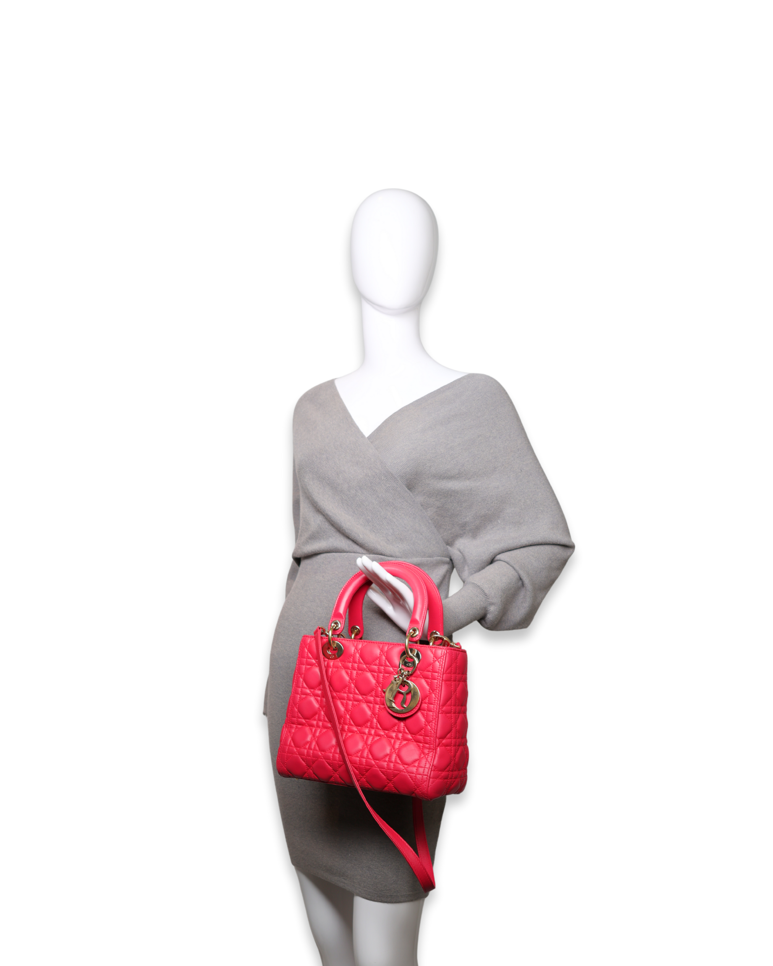 Dior - Lambskin Cannage Medium Lady Dior Pink (Pre-Owned)