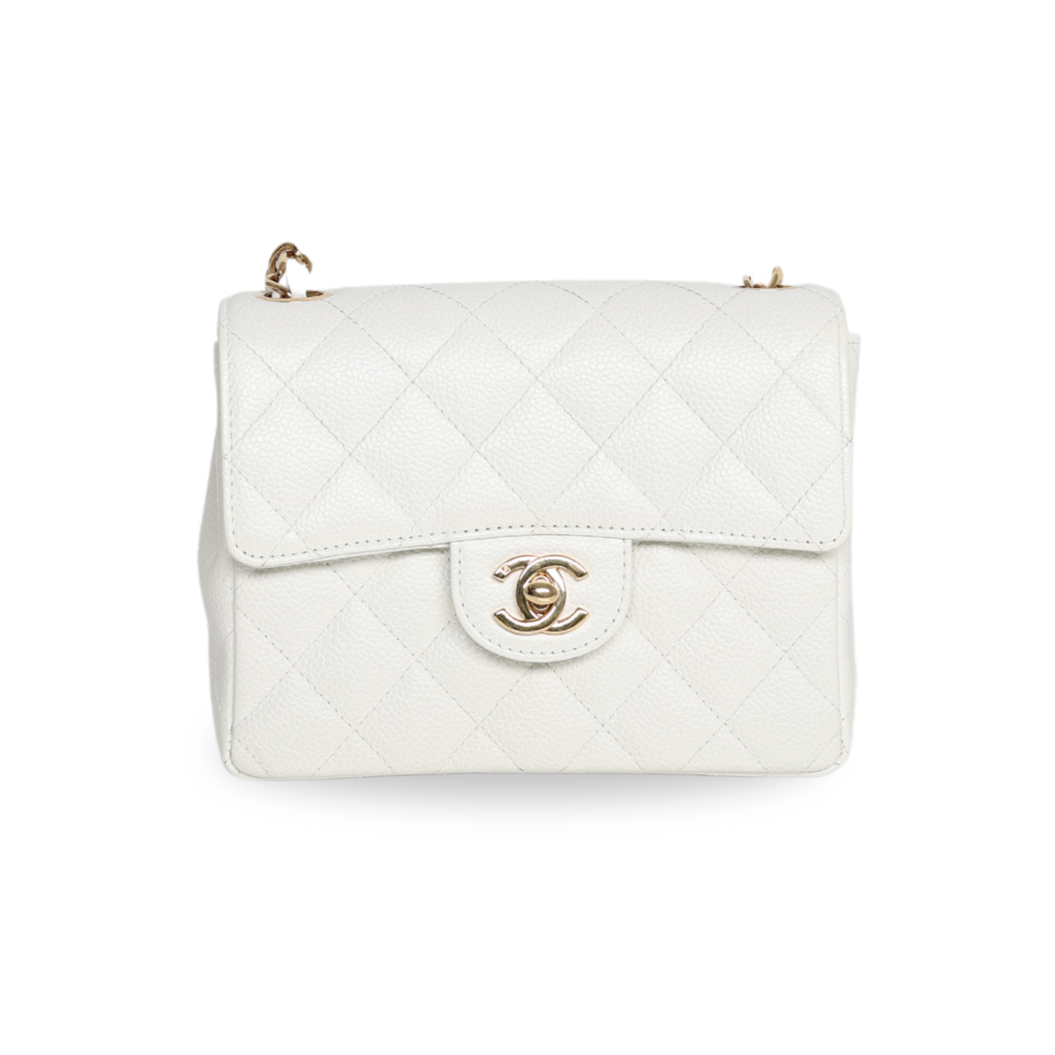 Chanel - Classic Mini Flap Bag White Caviar Leather (Pre-Owned)