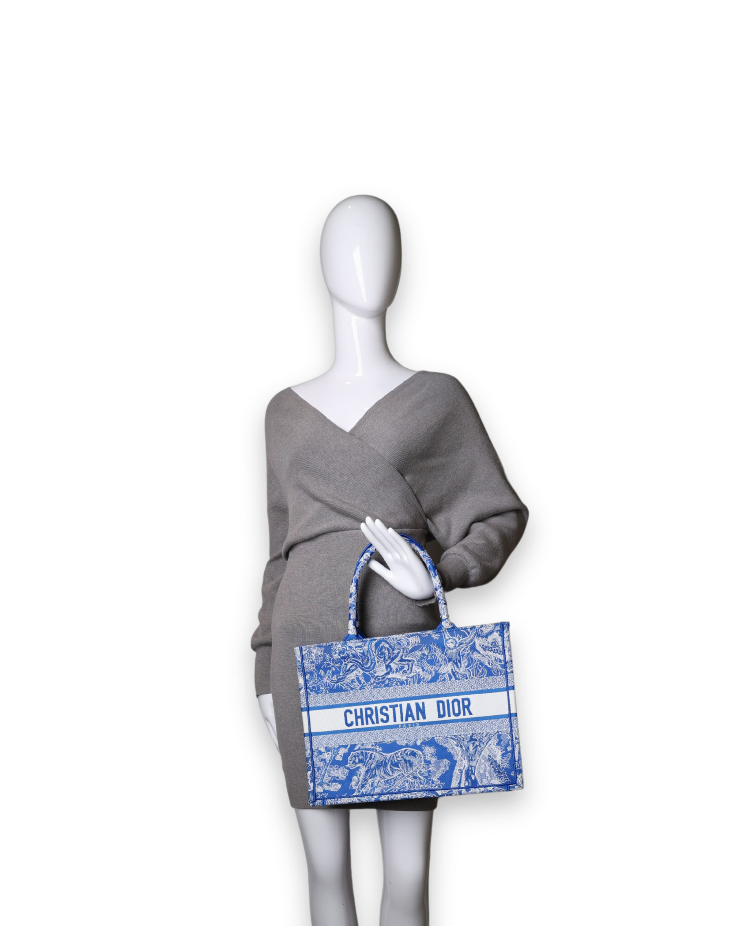 Dior - Medium Book Tote Embroidered Canvas Blue/White (Pre-Owned)