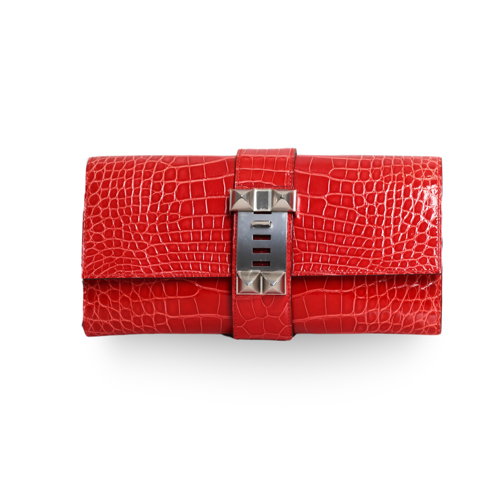 Hermes - Verrou Orange Matte Alligator Clutch Bag (Pre-Owned)