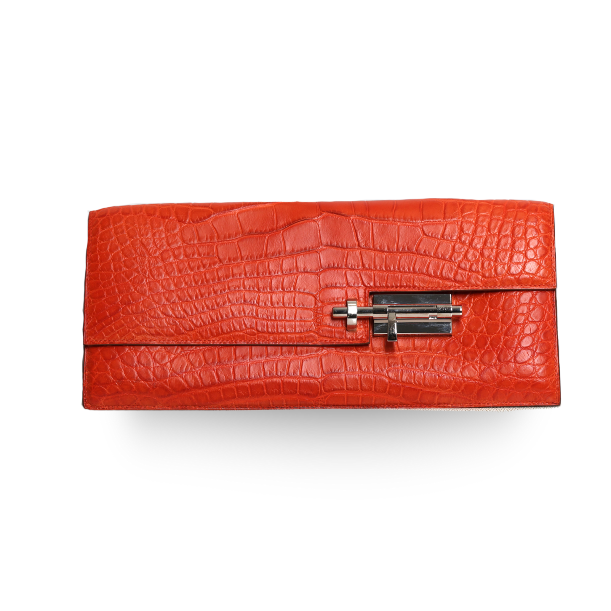 Hermes - Verrou Orange Matte Alligator Clutch Bag (Pre-Owned)