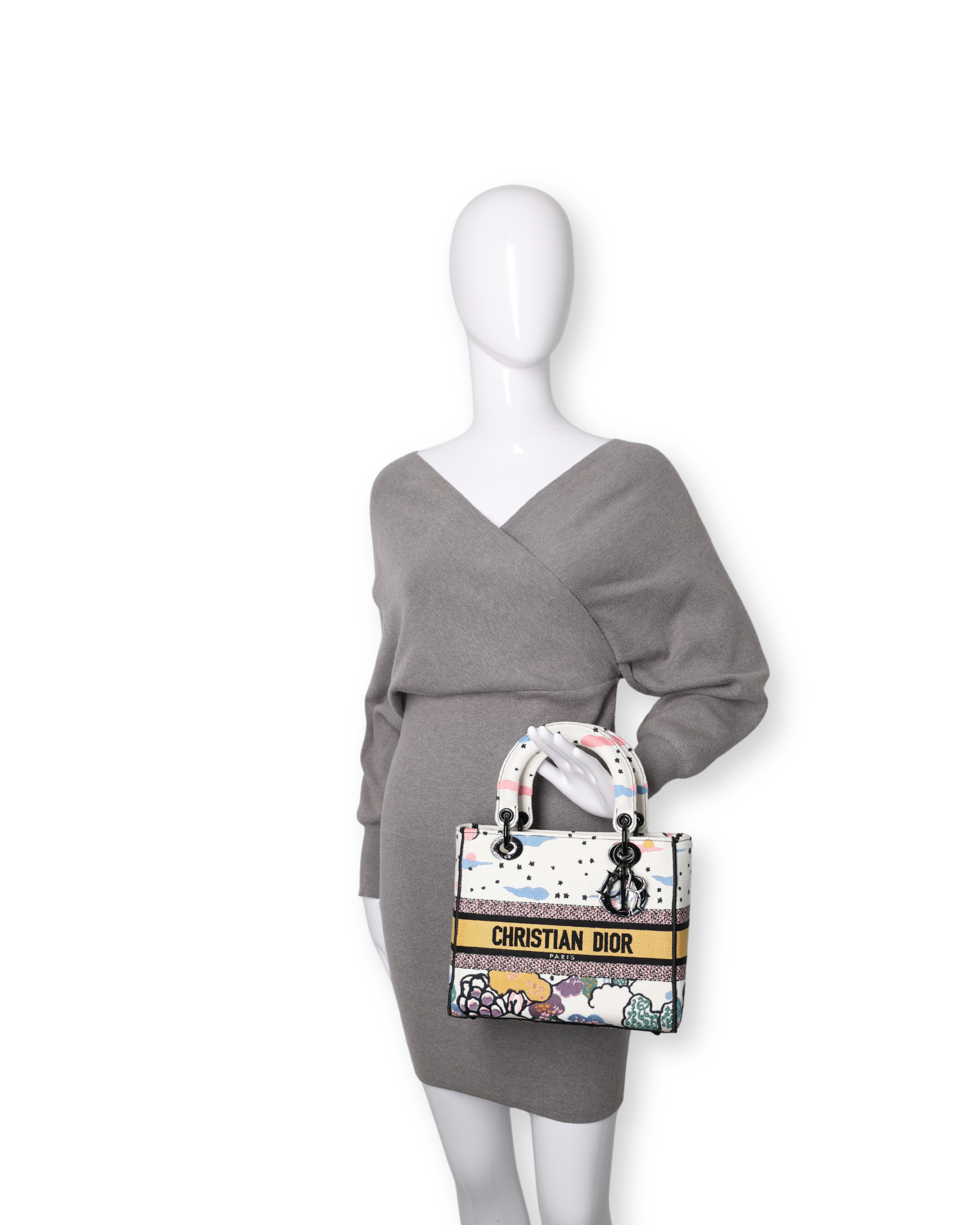 Dior - Canvas Ciel De Reve Medium Lady D-Lite Latte Multicolor (Pre-Owned)