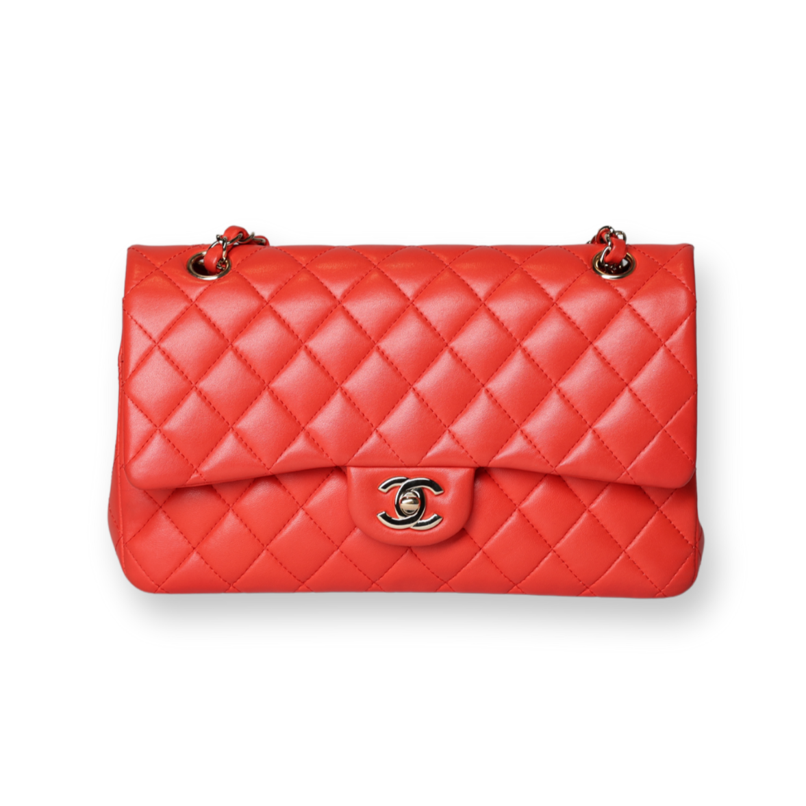 Chanel - Red Lambskin Medium Classic Double Flap (Pre-Owned)