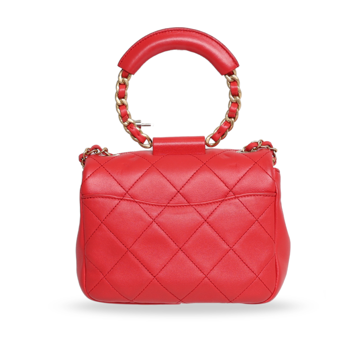 Chanel - Lambskin Quilted Small In The Loop Handle Flap Bag Red (Pre-Owned)