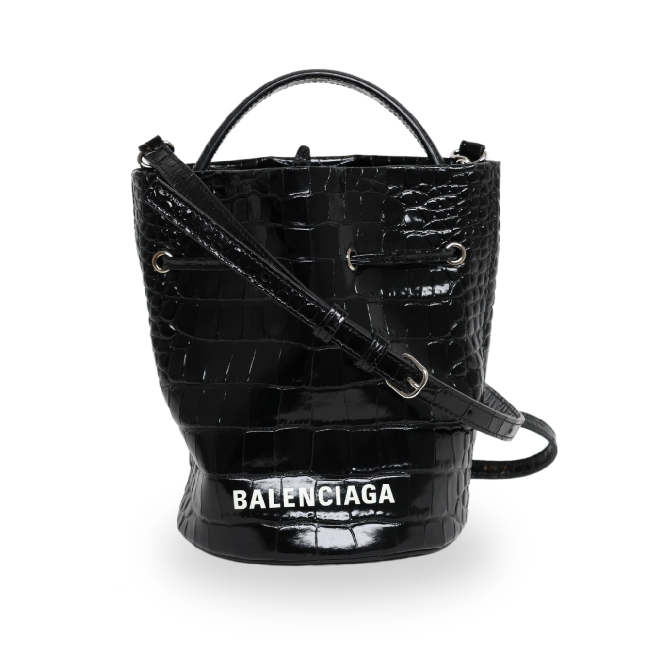 Balenciaga - Calfskin Logo Crocodile Embossed XS Everyday Bucket Bag (Pre-Owned)