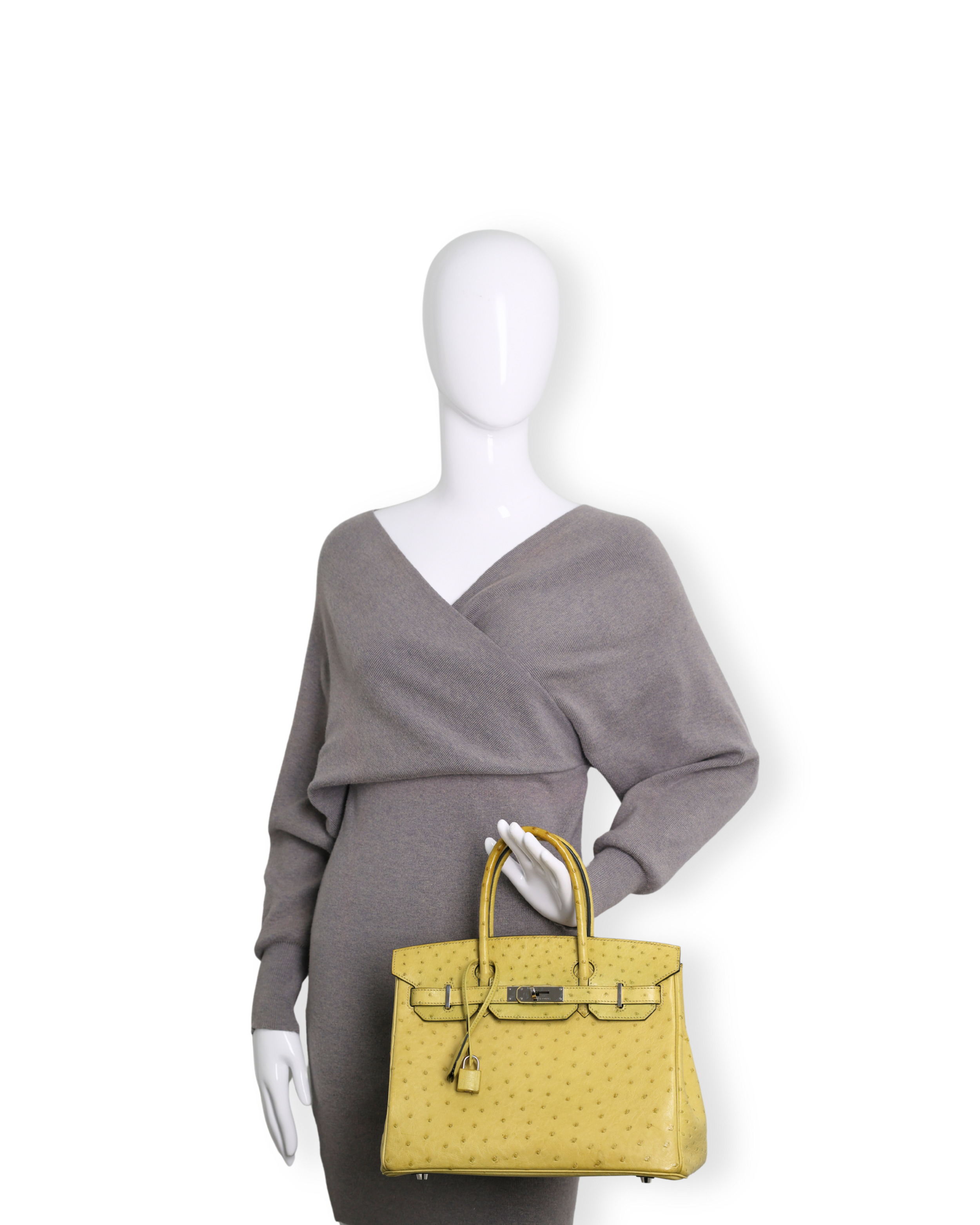 Hermes - Kiwi Ostrich Birkin 30cm Handbag Palladium Hardware (Pre-Owned)