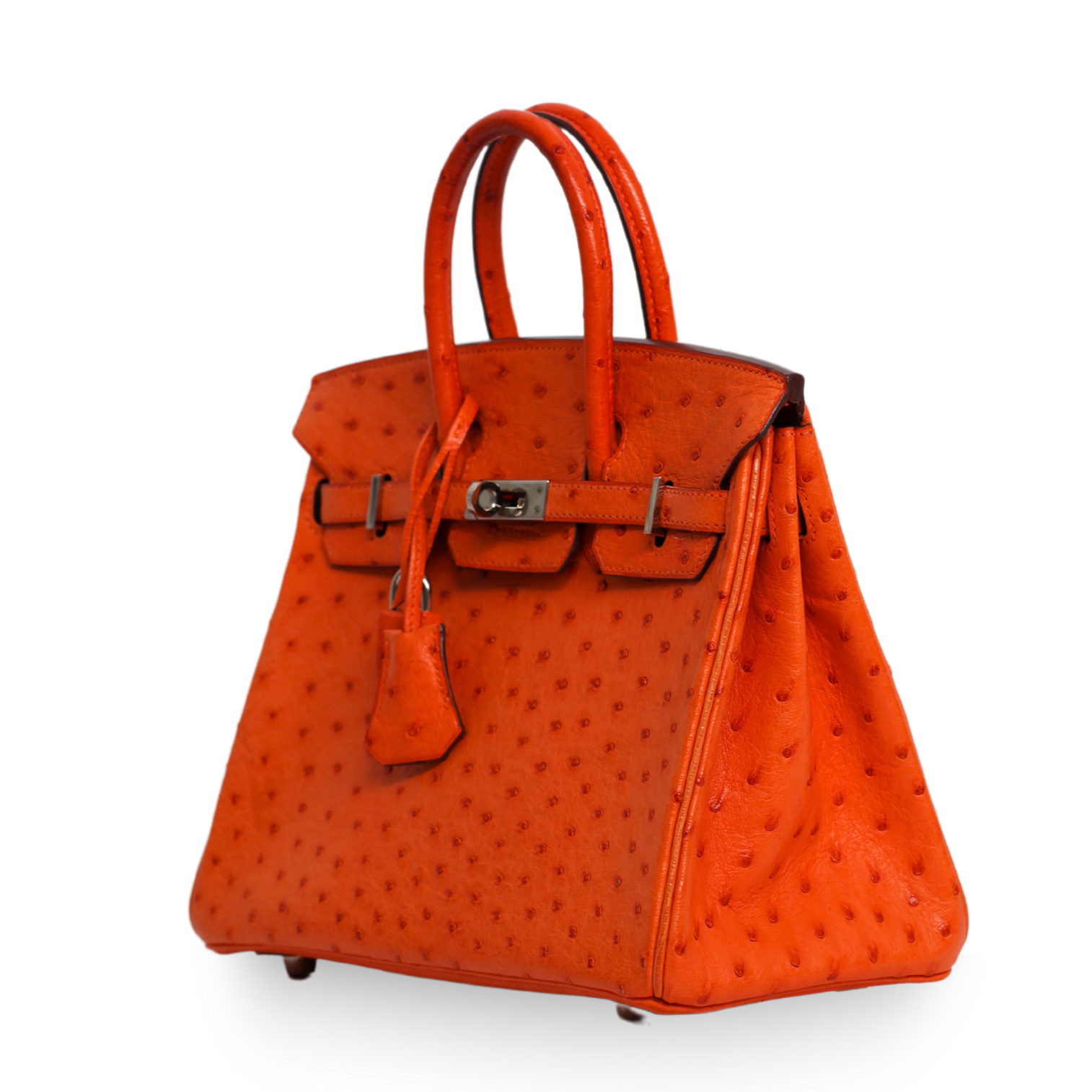 Hermes - Tangarine Ostrich Birkin 25 Palladium Hardware (Pre-Owned)
