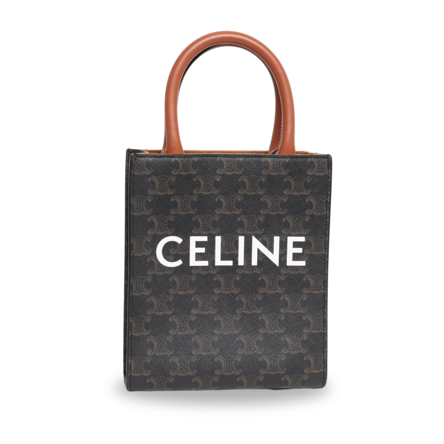Celine - Triomphe Canvas Calfskin Mini Vertical Cabas Tan (Pre-Owned)