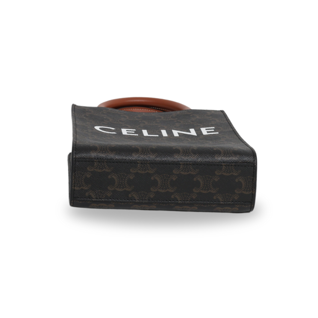 Celine - Triomphe Canvas Calfskin Mini Vertical Cabas Tan (Pre-Owned)