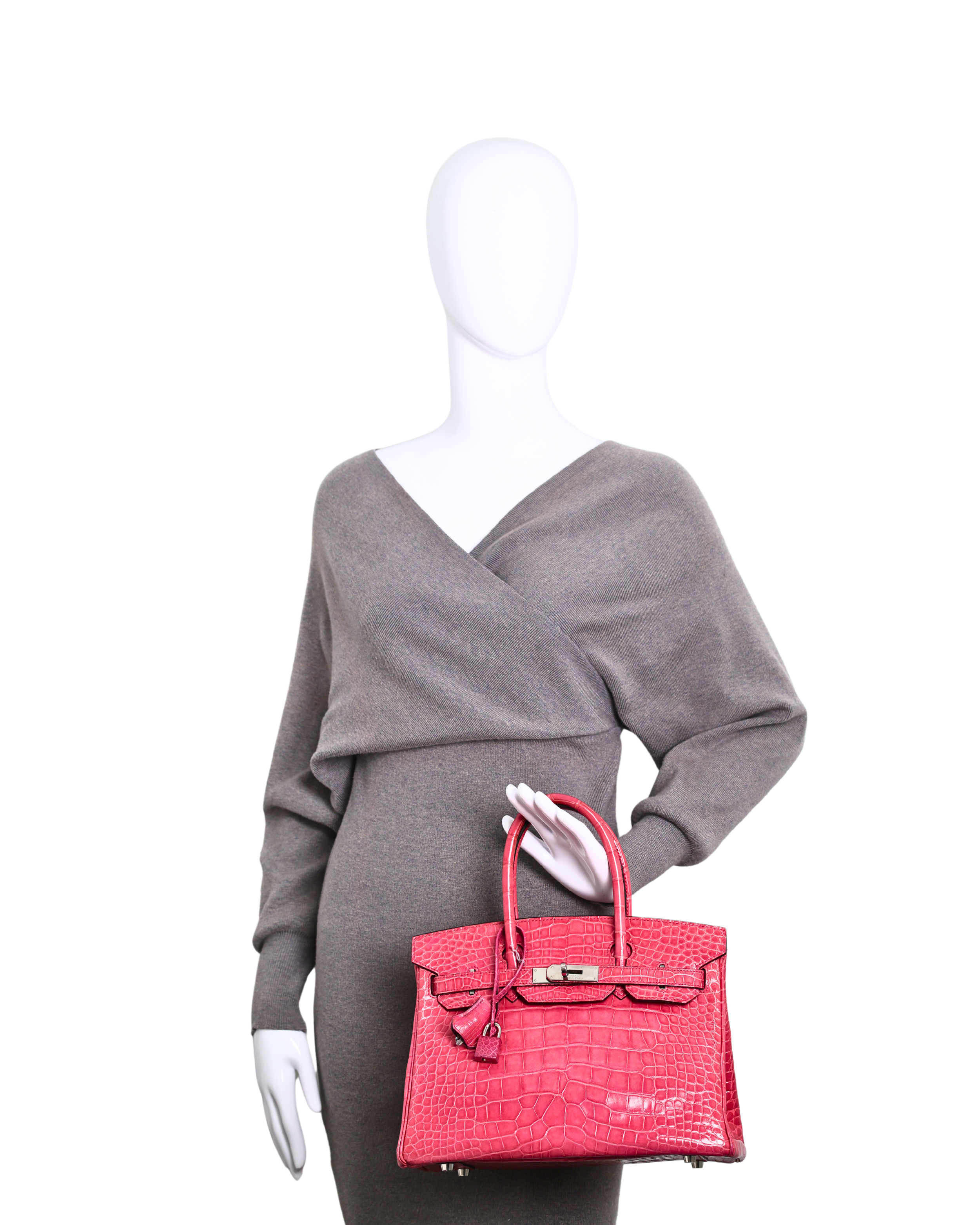Hermes - Pink Crocodile Birkin 30 Palladium Handbag (Pre-Owned)