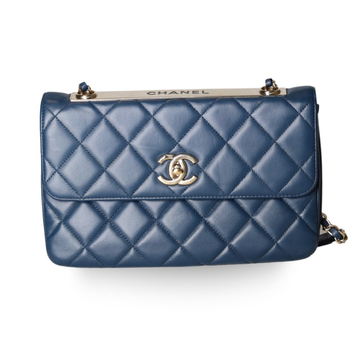 Chanel - Blue Quilted Lambskin Top Handle Flap Bag (Pre-Owned)