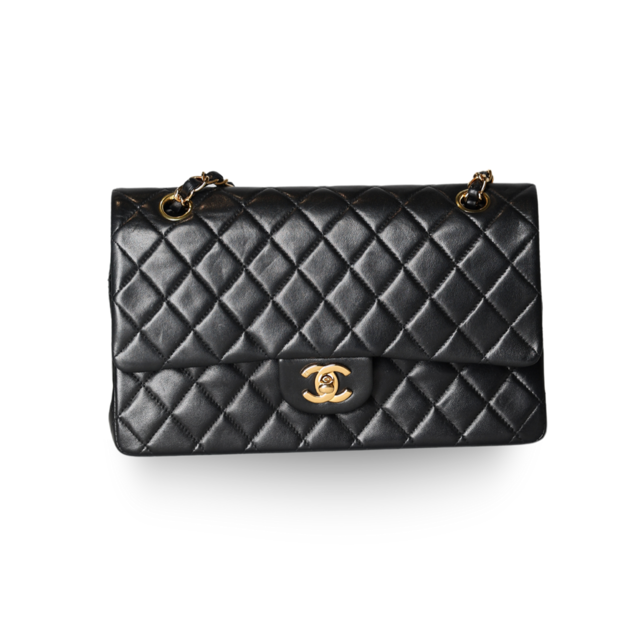 Chanel - Classic Medium Double Flap Bag Black Lambskin (Pre-Owned)