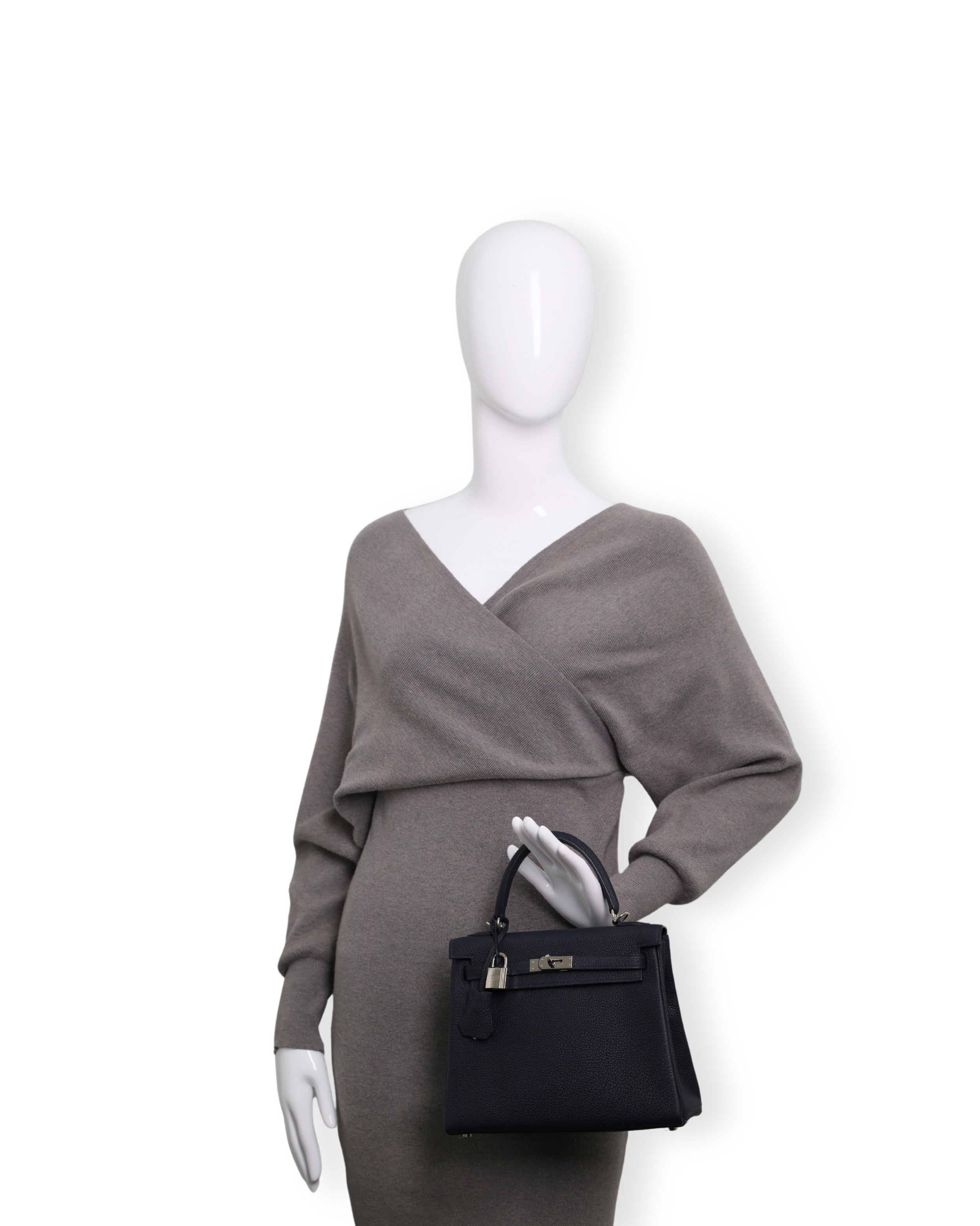 Hermes - Blue Nuit Sac Kelly II Retourne 25cm Veau Togo Palladium (Pre-Owned)