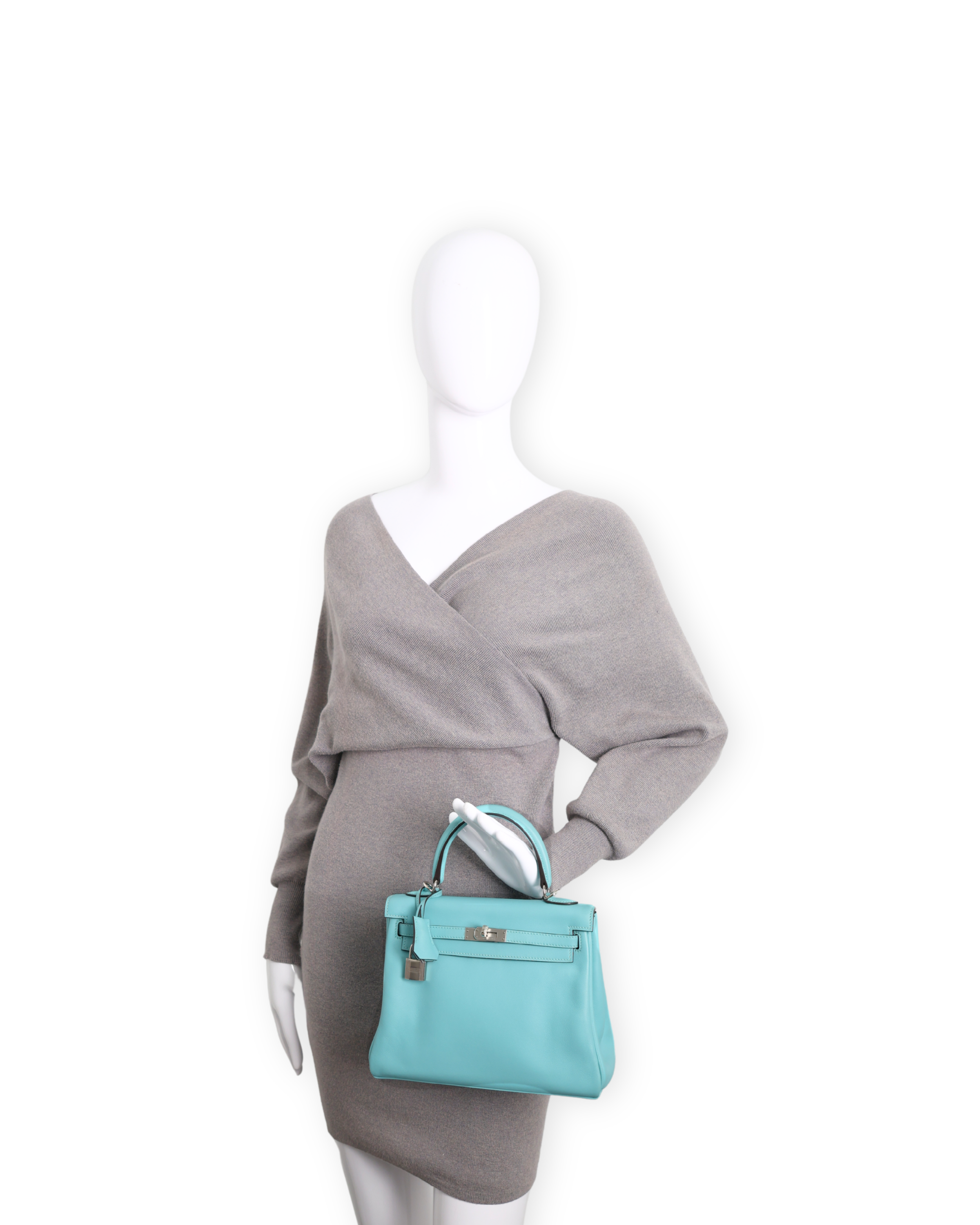 Hermes - Kelly II Retourne 25cm Bleu Jean Palladium Hardware (Pre-Owned)