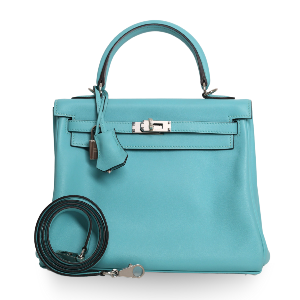 Hermes - Kelly II Retourne 25cm Bleu Jean Palladium Hardware (Pre-Owned)