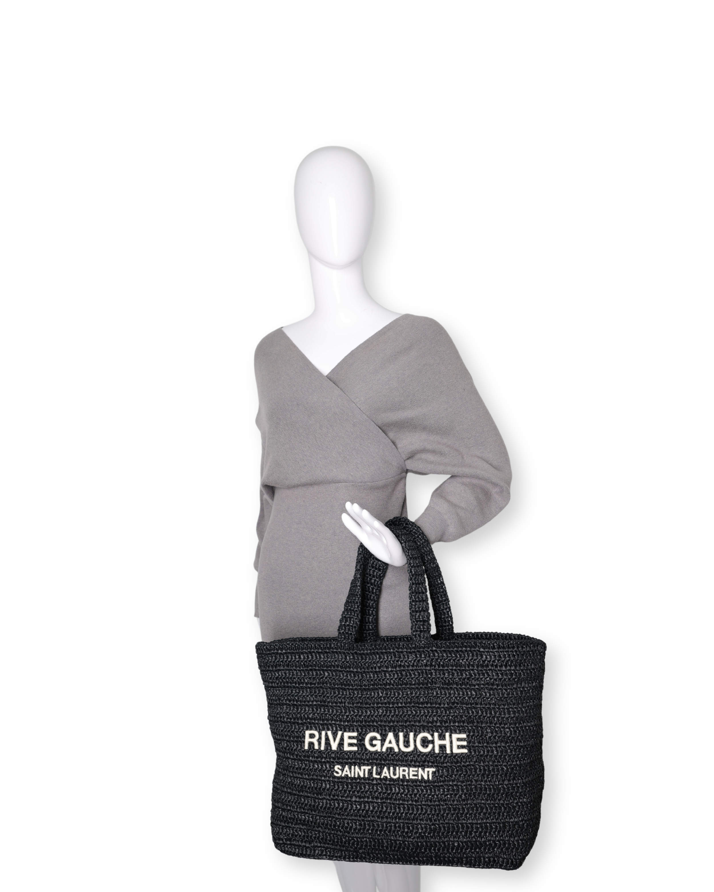Saint Laurent - Raffia Rive Gauche Tote Black (Pre-Owned)