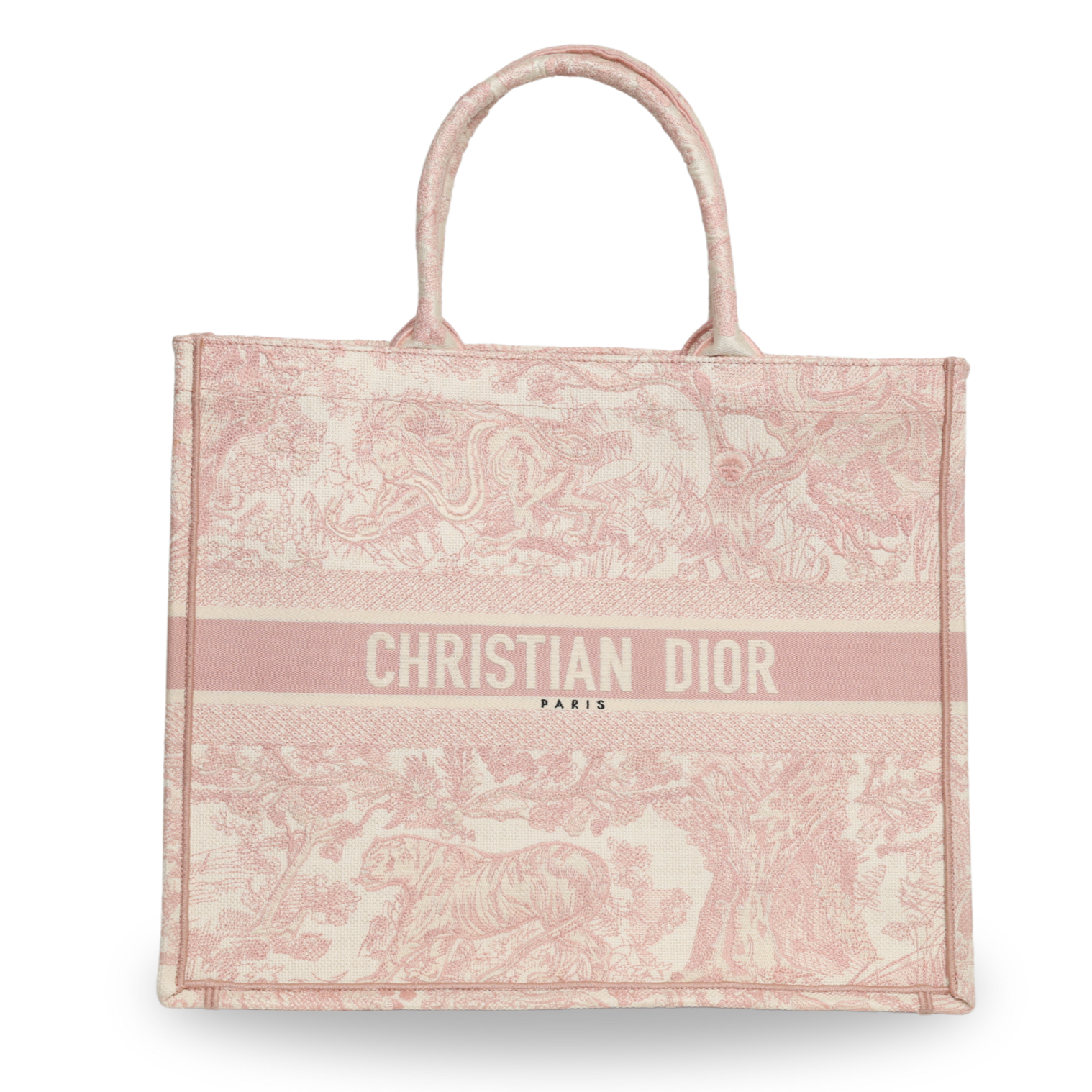Dior - Canvas Large Dioriviera Toile De Jouy Book Tote Rose (Pre-Owned)