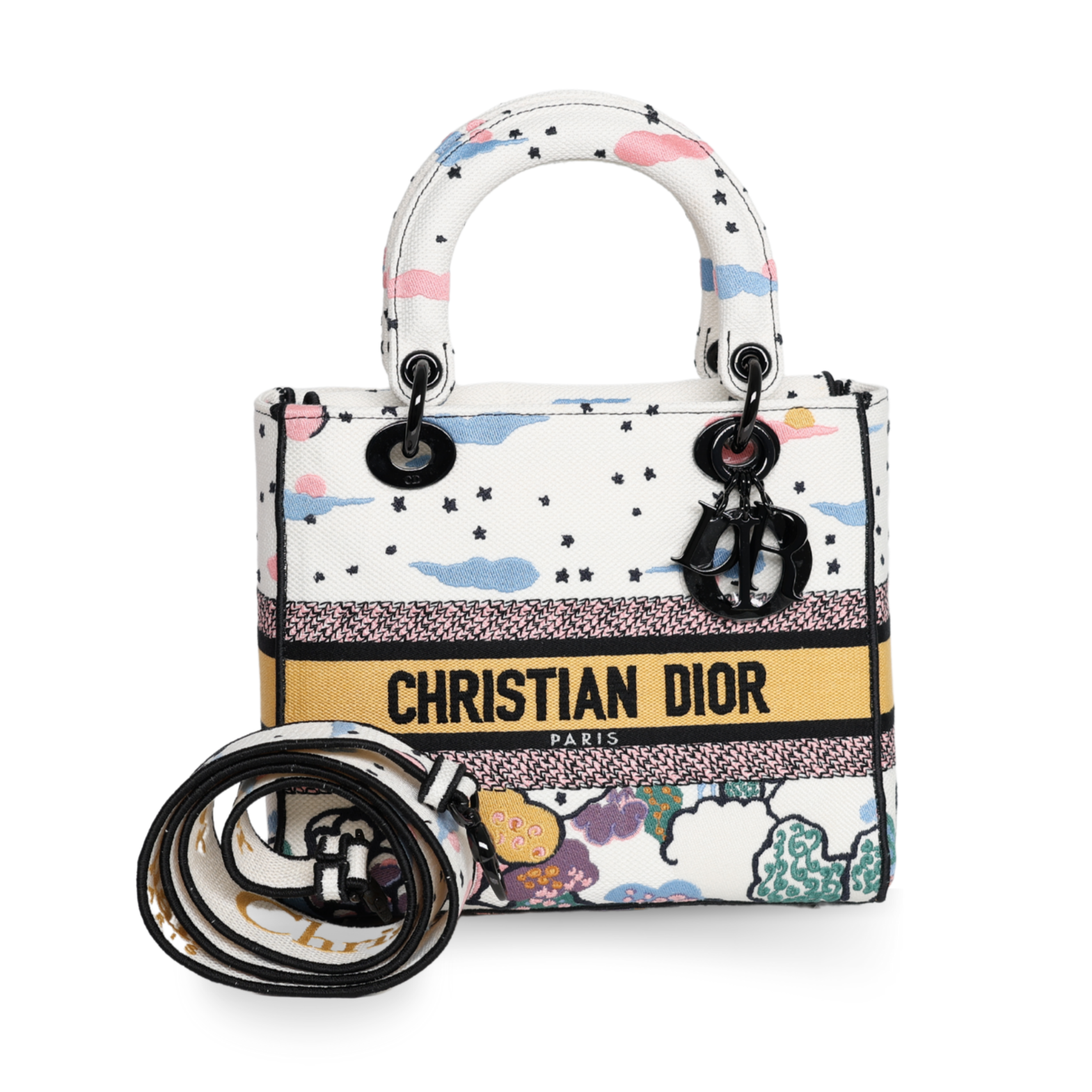 Dior - Canvas Ciel De Reve Medium Lady D-Lite Latte Multicolor (Pre-Owned)