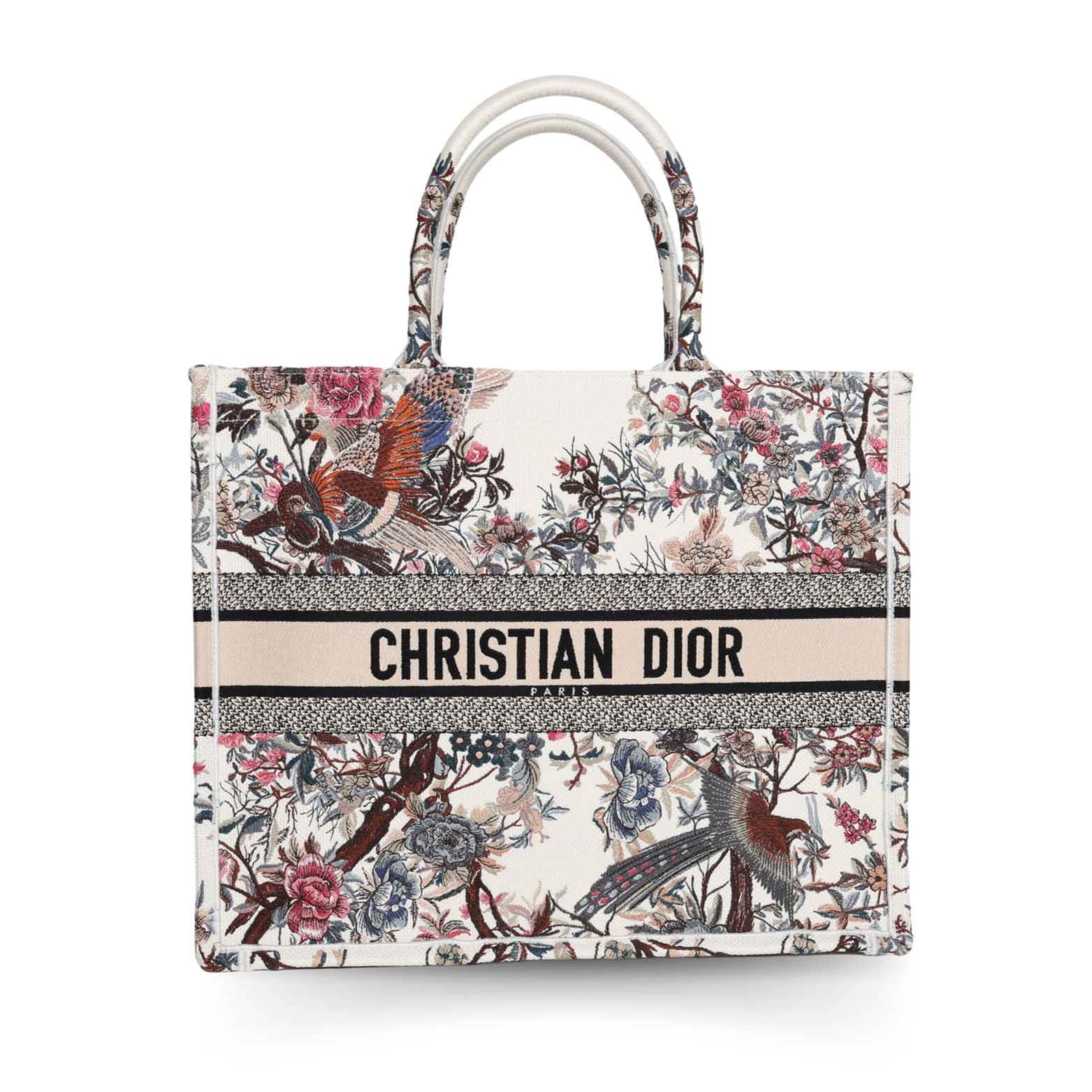 Dior - Canvas Medium Jardin D'Hiver Book Tote Latte Multicolor (Pre-Owned)